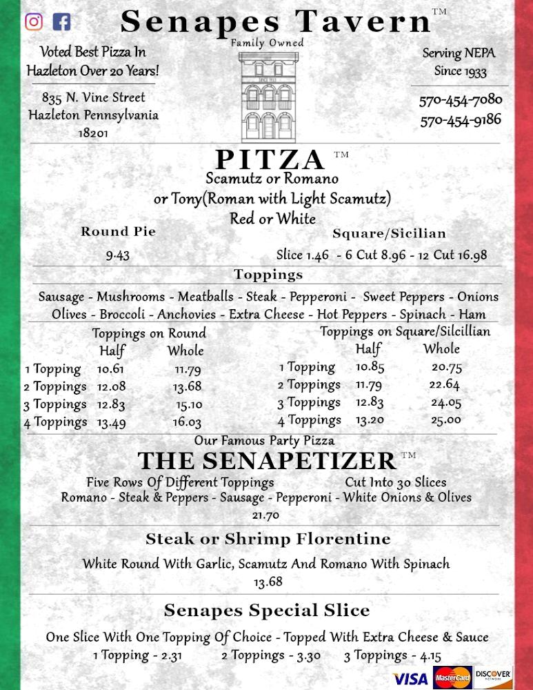 Senape's Tavern Pizza Roman or Scamutz Round